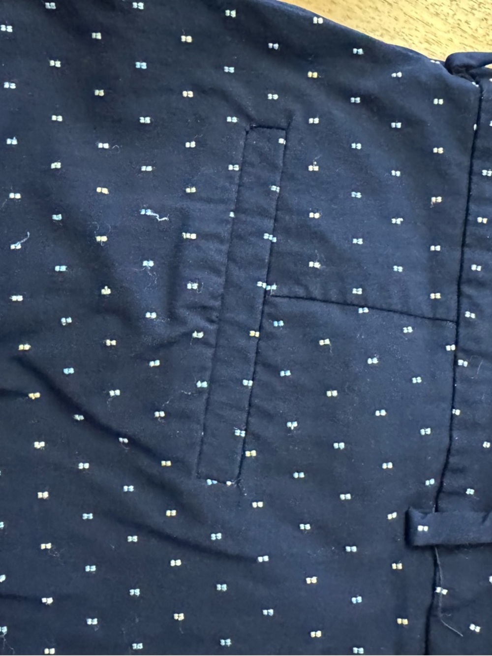 Ladies Navy Polka Dot Dress Pants - Picture 2 of 3